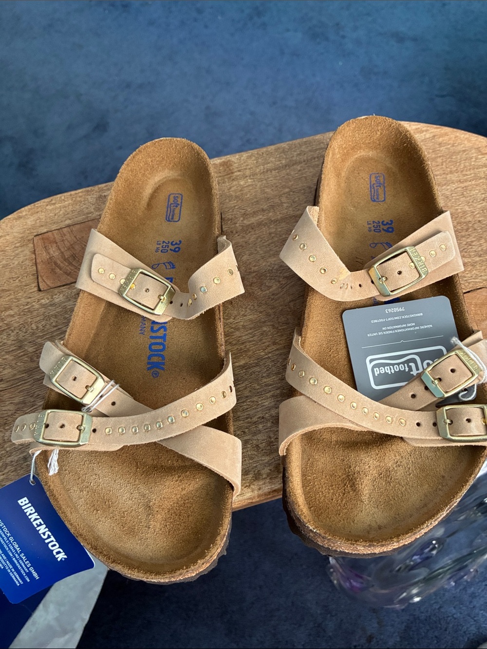 NEW! Birkenstock Franca leather sandals with injected rivets in sandcastle - Picture 4 of 14